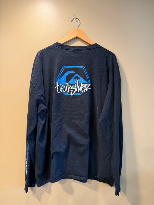 Vintage Quiksilver Black & Blue Long Sleeve T-Shirt- XXL