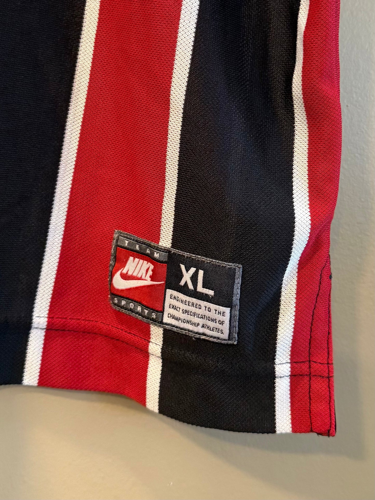 TTT Nike Red Center Swoosh Striped Football Soccer Jersey- XL