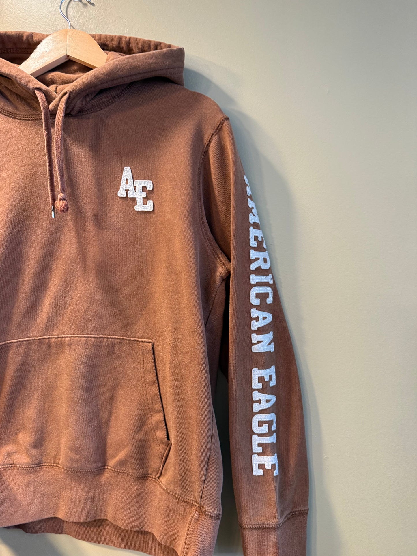 Vintage Y2K American Eagle Brown Hoodie Sweatshirt- S