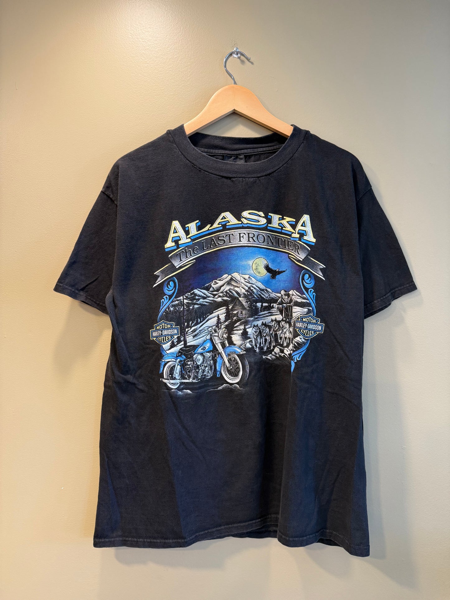 Vintage Harley Davidson Anchorage Alaska The Last Frontier T-Shirt- L