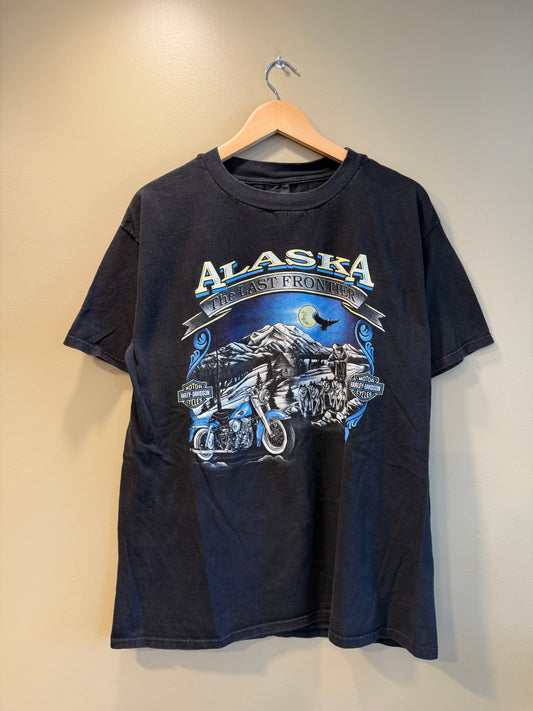 Vintage Harley Davidson Anchorage Alaska The Last Frontier T-Shirt- L