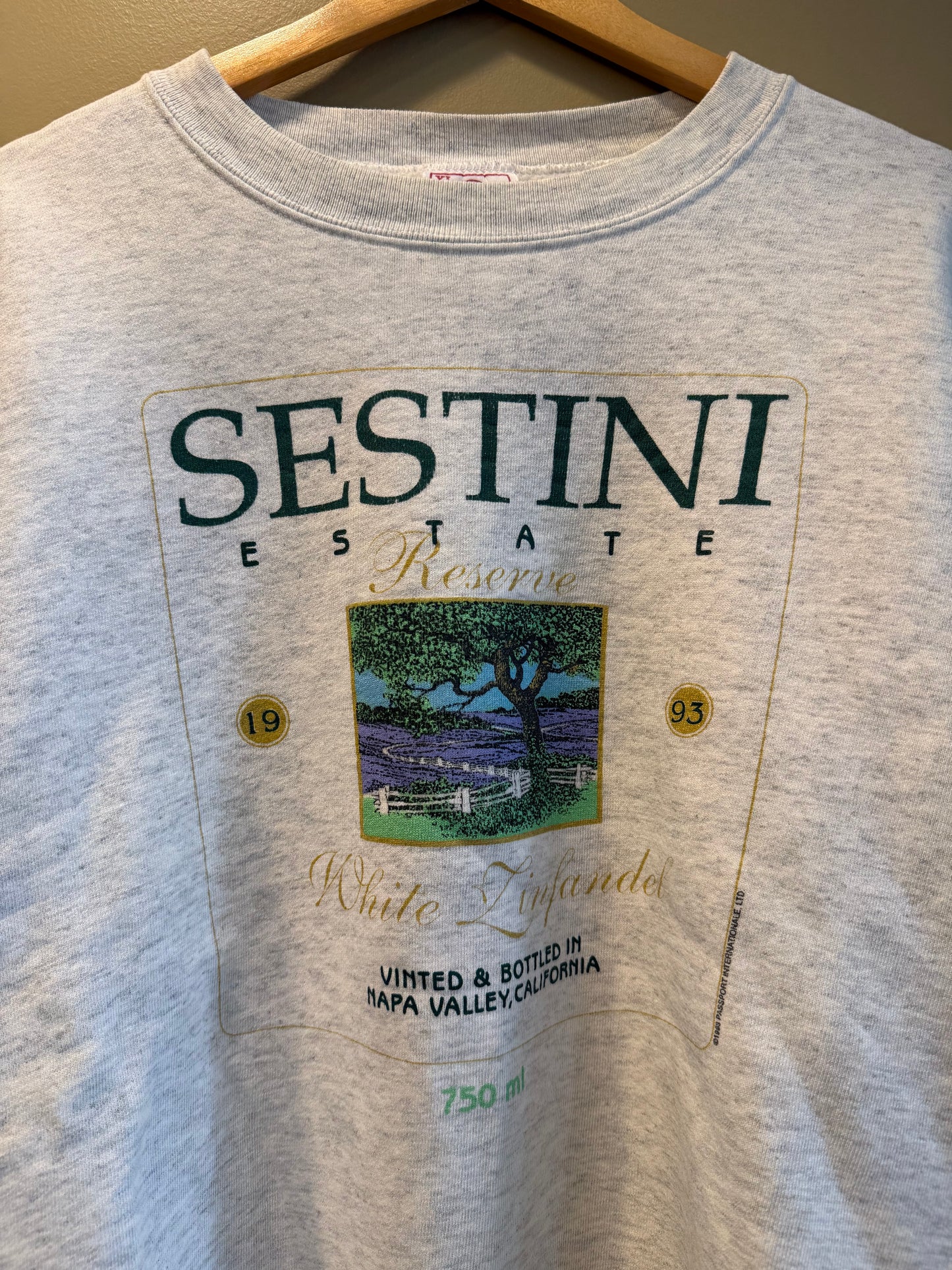 Vintage Napa Valley Sestini Estate White Wine Reserve Cropped Crewneck Sweatshirt- XL