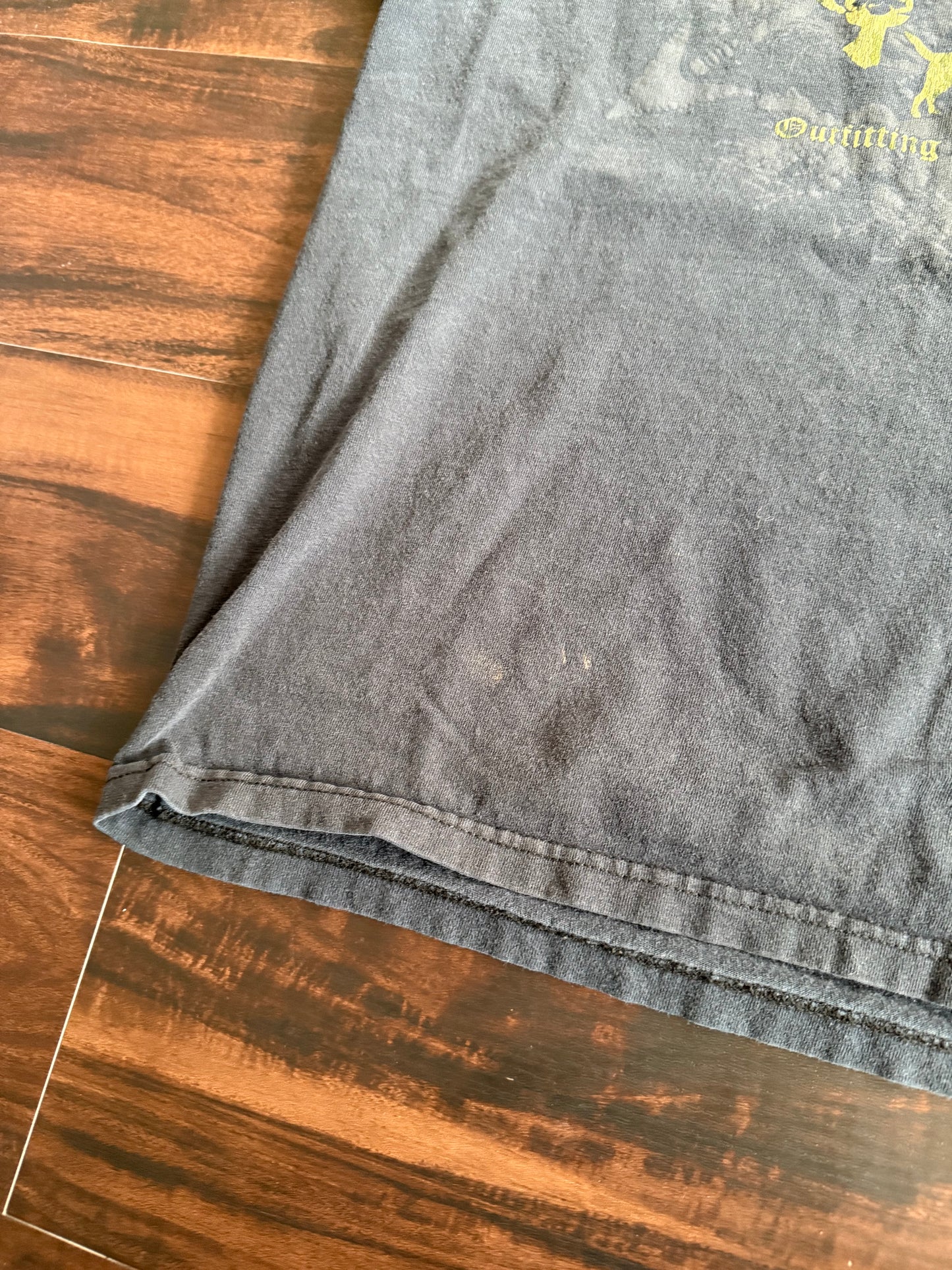 Vintage Mossy Oak Y2K Camouflage Print Black T-Shirt- M