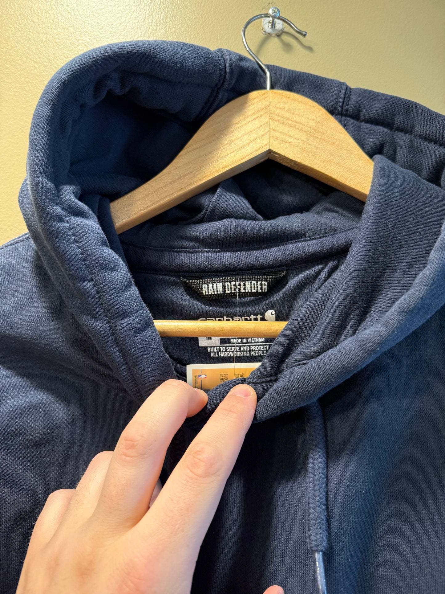 Carhartt Rain Defender Navy Blue Hoodie Sweatshirt- L