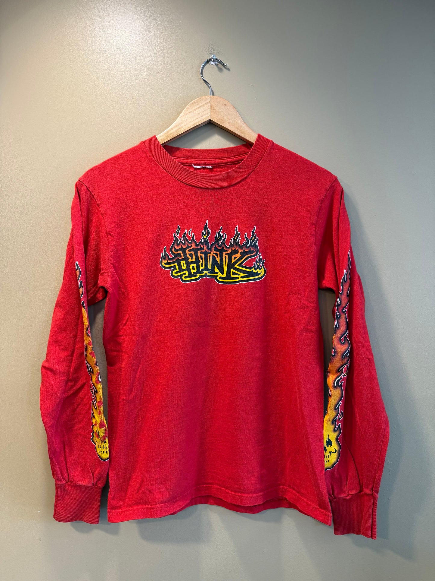Vintage Think Skateboards Red Flame Long Sleeve T-Shirt- S