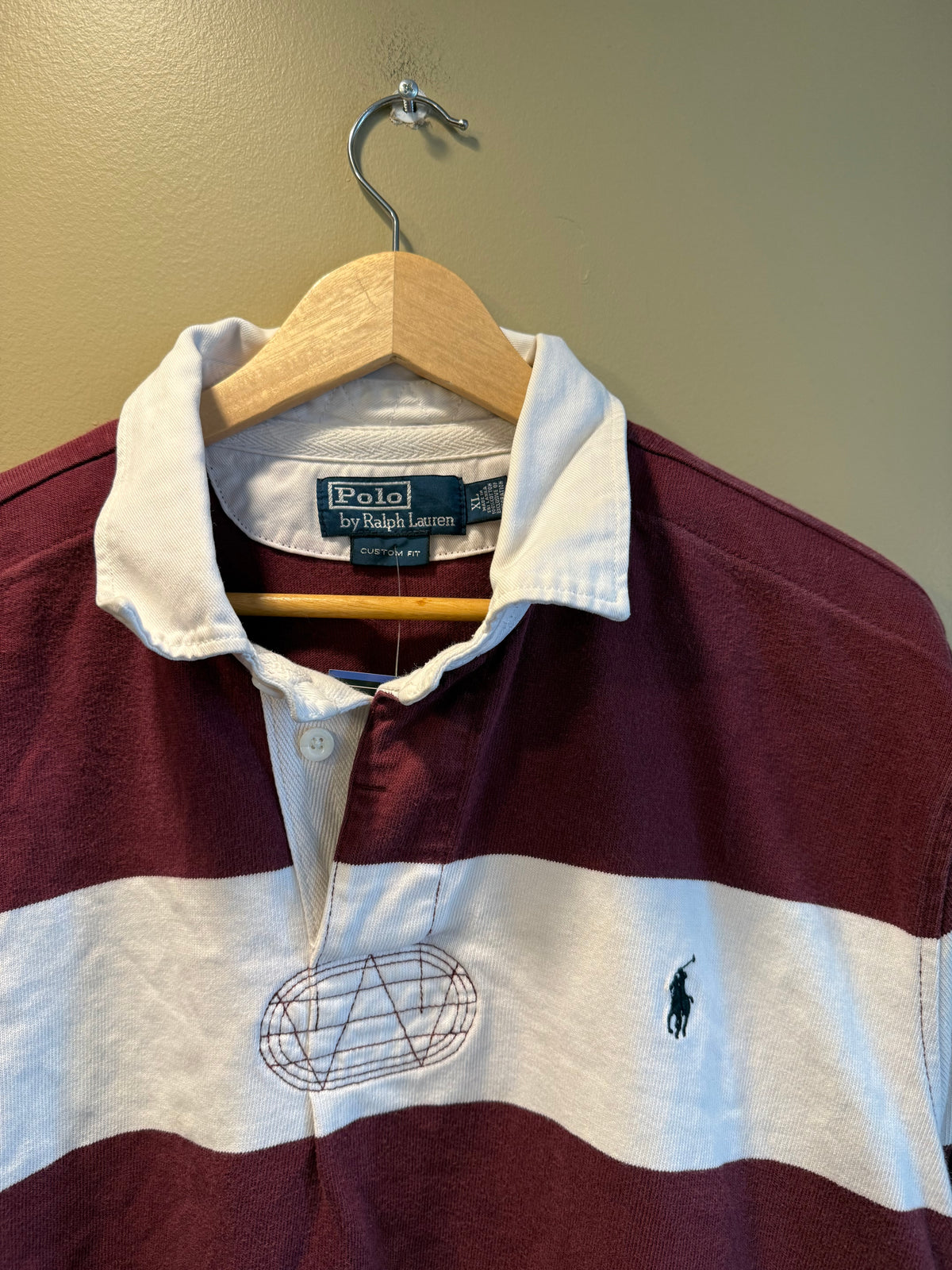 Vintage Polo Ralph Lauren Crimson & White Rugby Shirt- XL