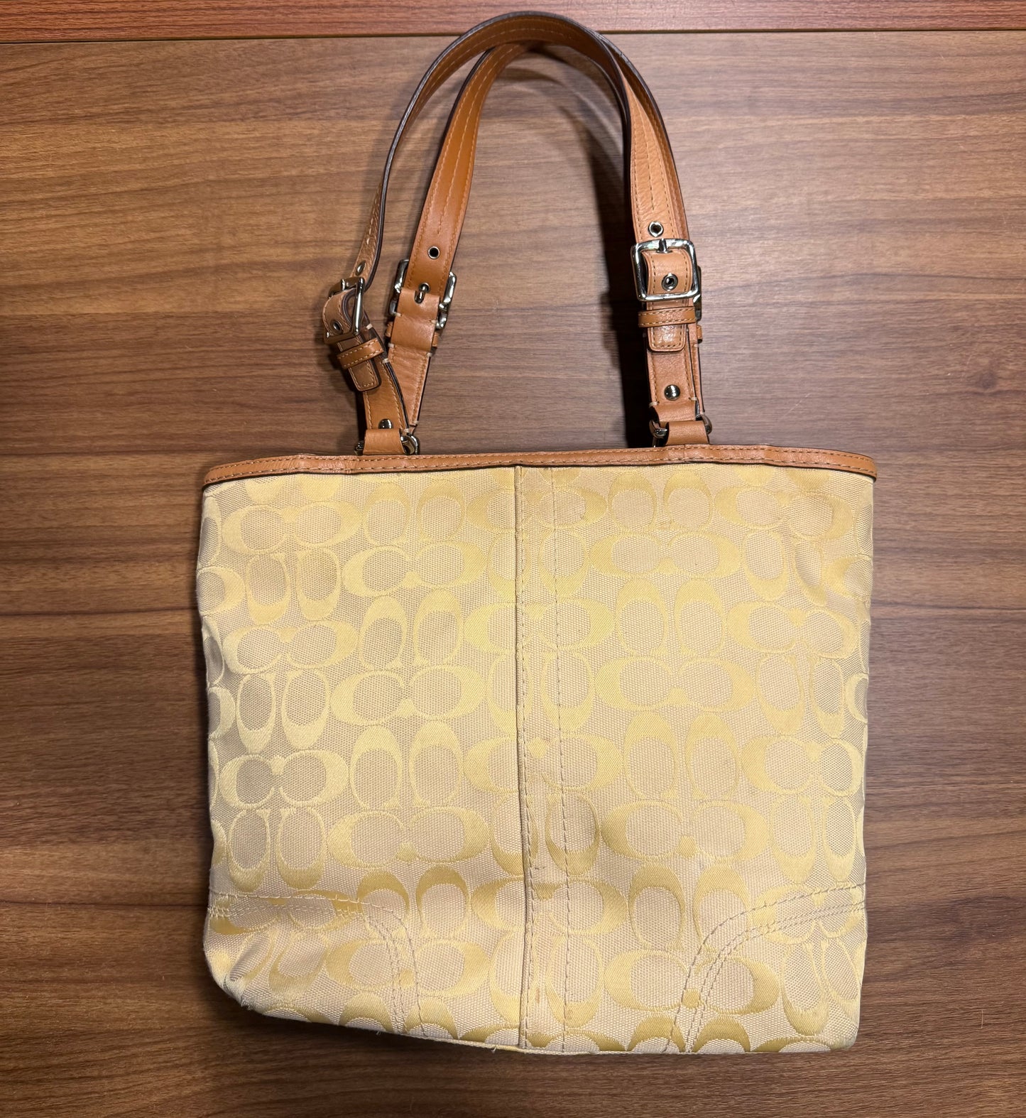 Vintage Coach F13077 Hampton Signature Yellow Tote Shoulder Bag