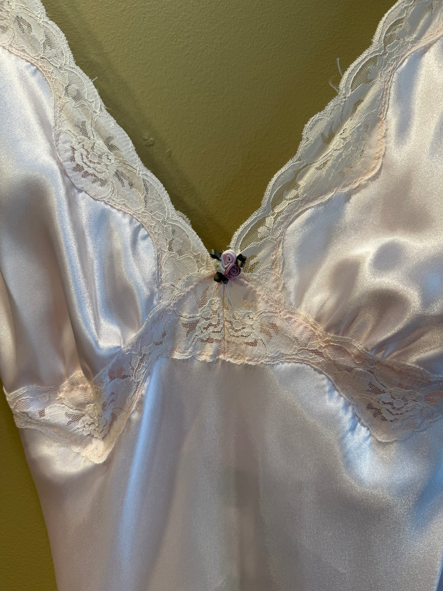 Vintage Pink Lingerie Lace Slip Dress- S