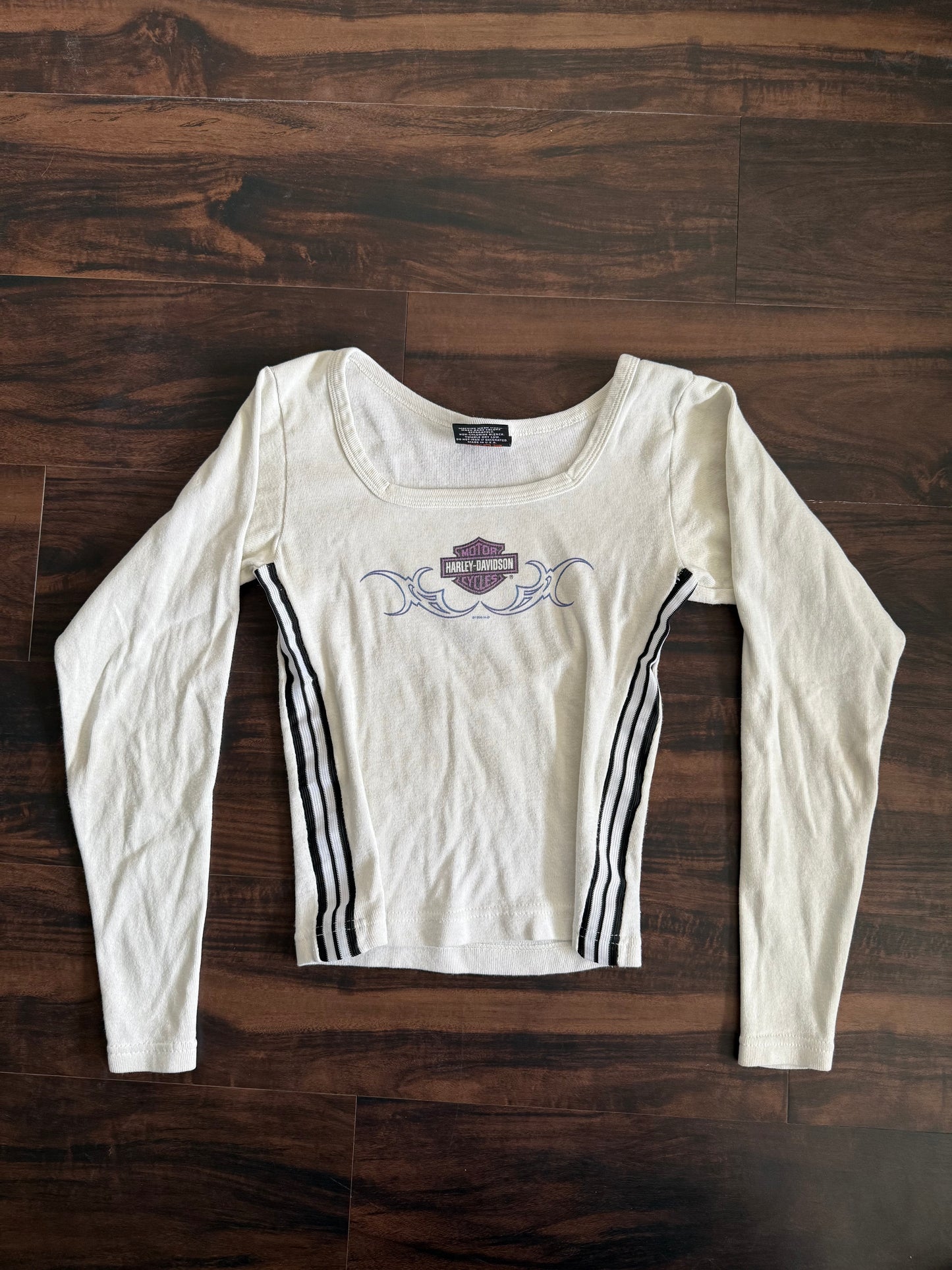 Vintage Harley Davidson Motorcycles White Longsleeve Racing T-Shirt- S