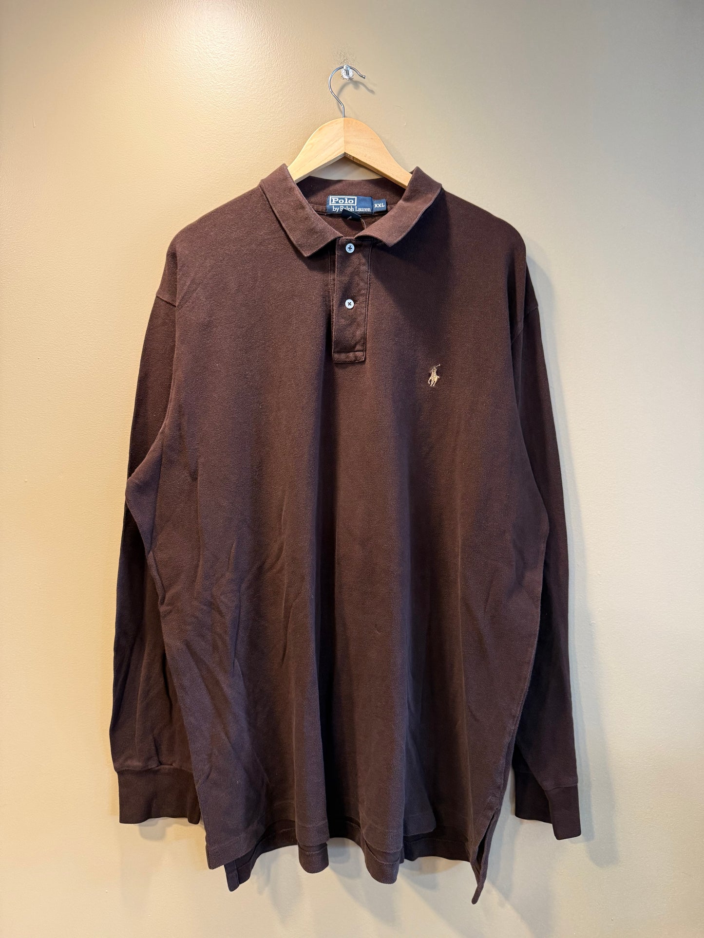 Vintage Polo Ralph Lauren Brown Long Sleeve Polo Shirt- XXL