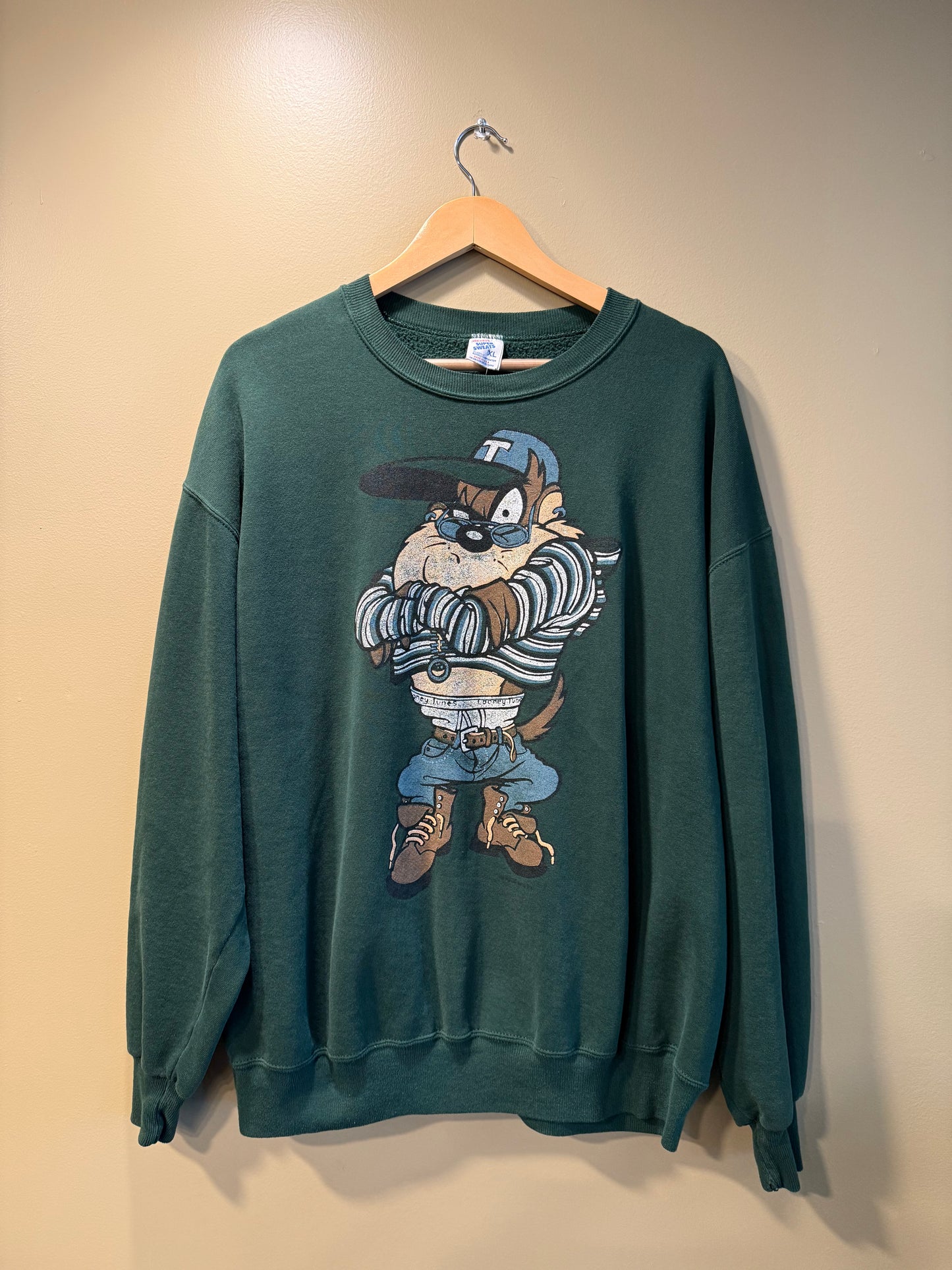 Vintage Looney Tunes Taz Streetwear Crewneck Sweatshirt- XL