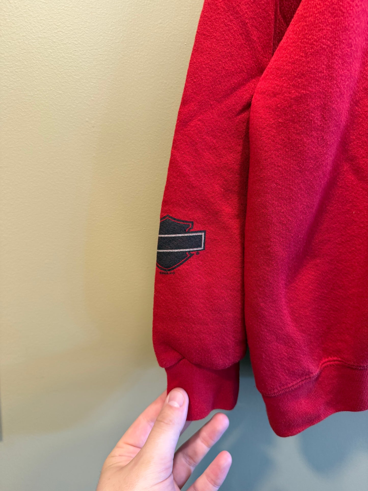 Vintage Harley Davidson Red Zip-Up Hoodie Sweatshirt- XL