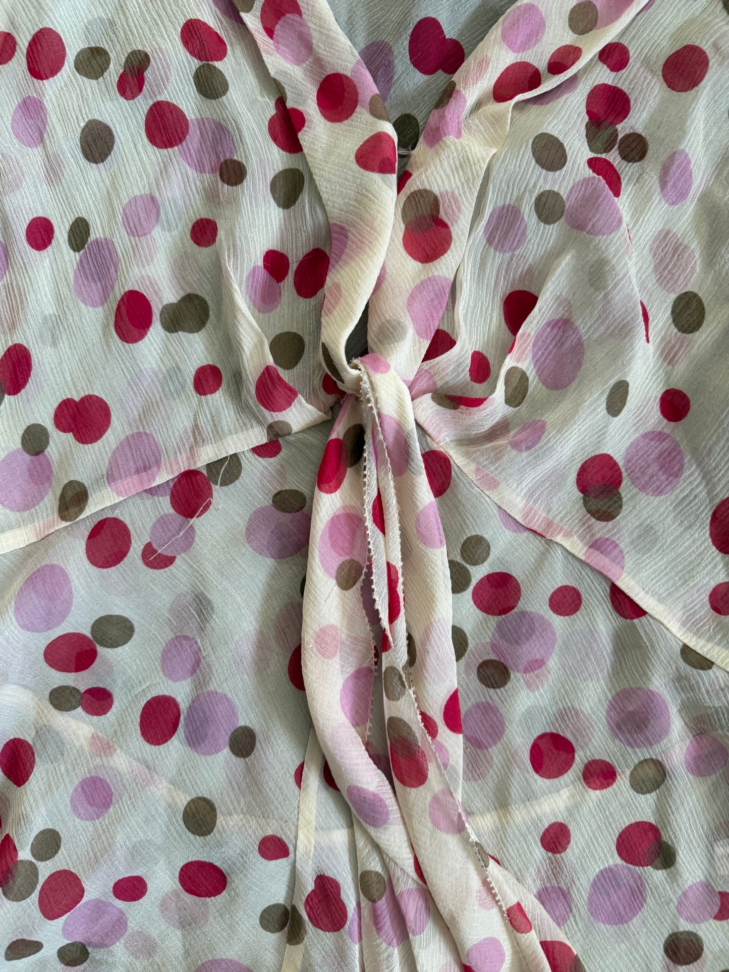 Vintage White Polka Dot Tied Top- L