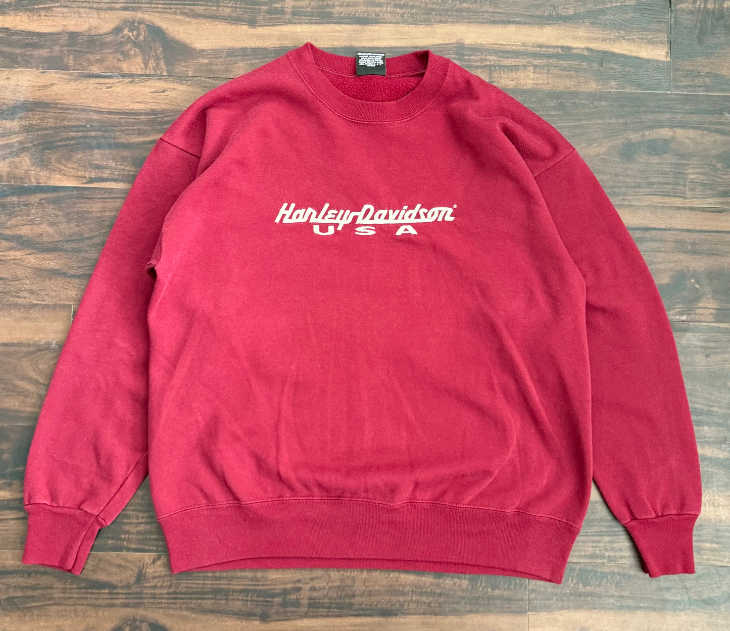Vintage Harley Davidson USA Embroidered Maroon Crewneck Sweatshirt- L