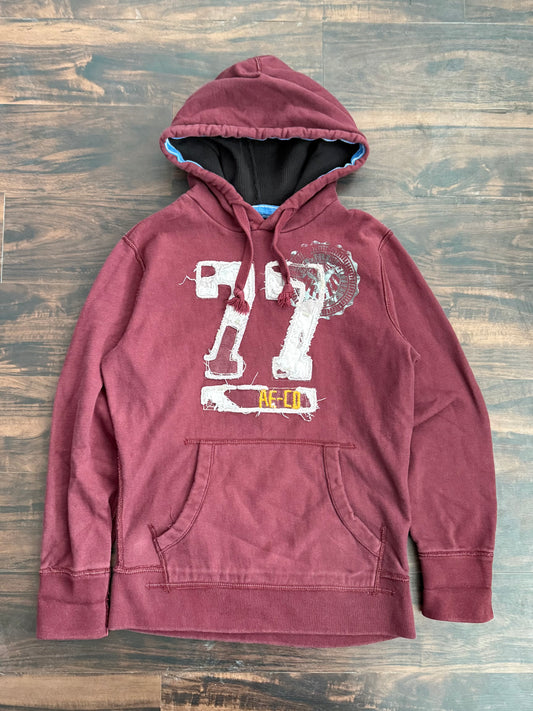 Vintage American Eagle Outfitters Y2K Patchwork Hoodie Sweatshirt- S