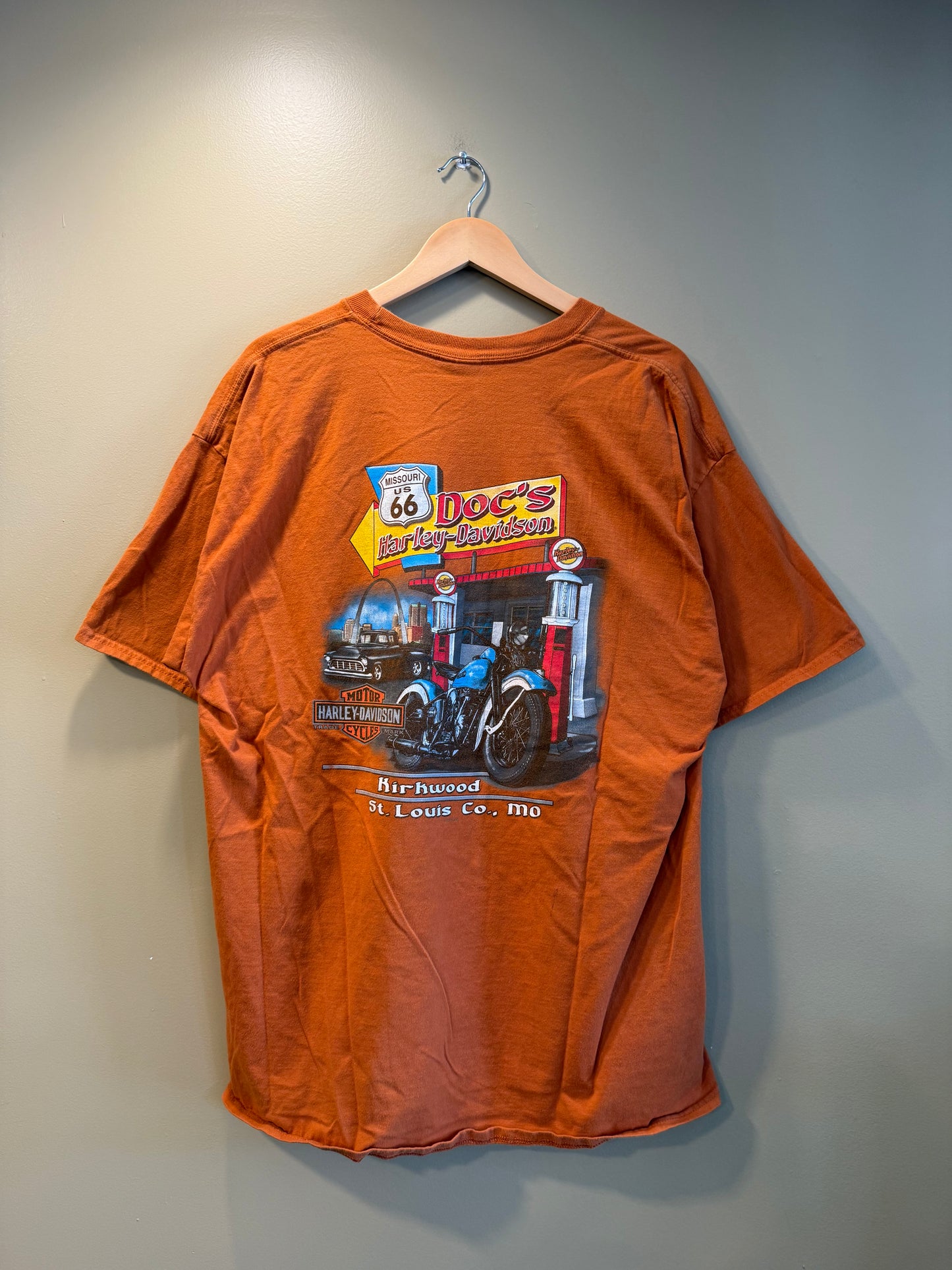 Vintage Harley Davidson Orange Eagle T-Shirt- XL