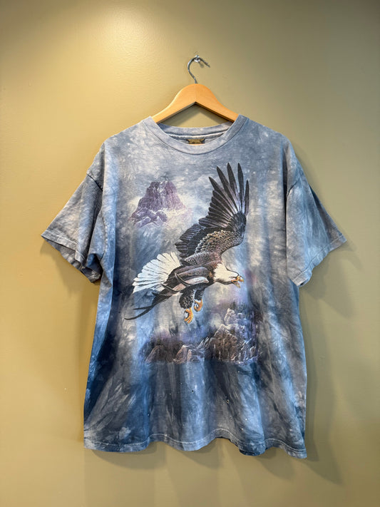Vintage The Mountain Bald Eagle Blue Tie Dye T-Shirt- XL