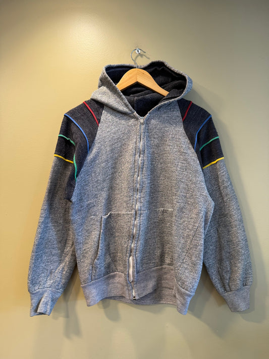 Vintage VanCort Rainbow Striped Zip-Up Hoodie Sweatshirt- S
