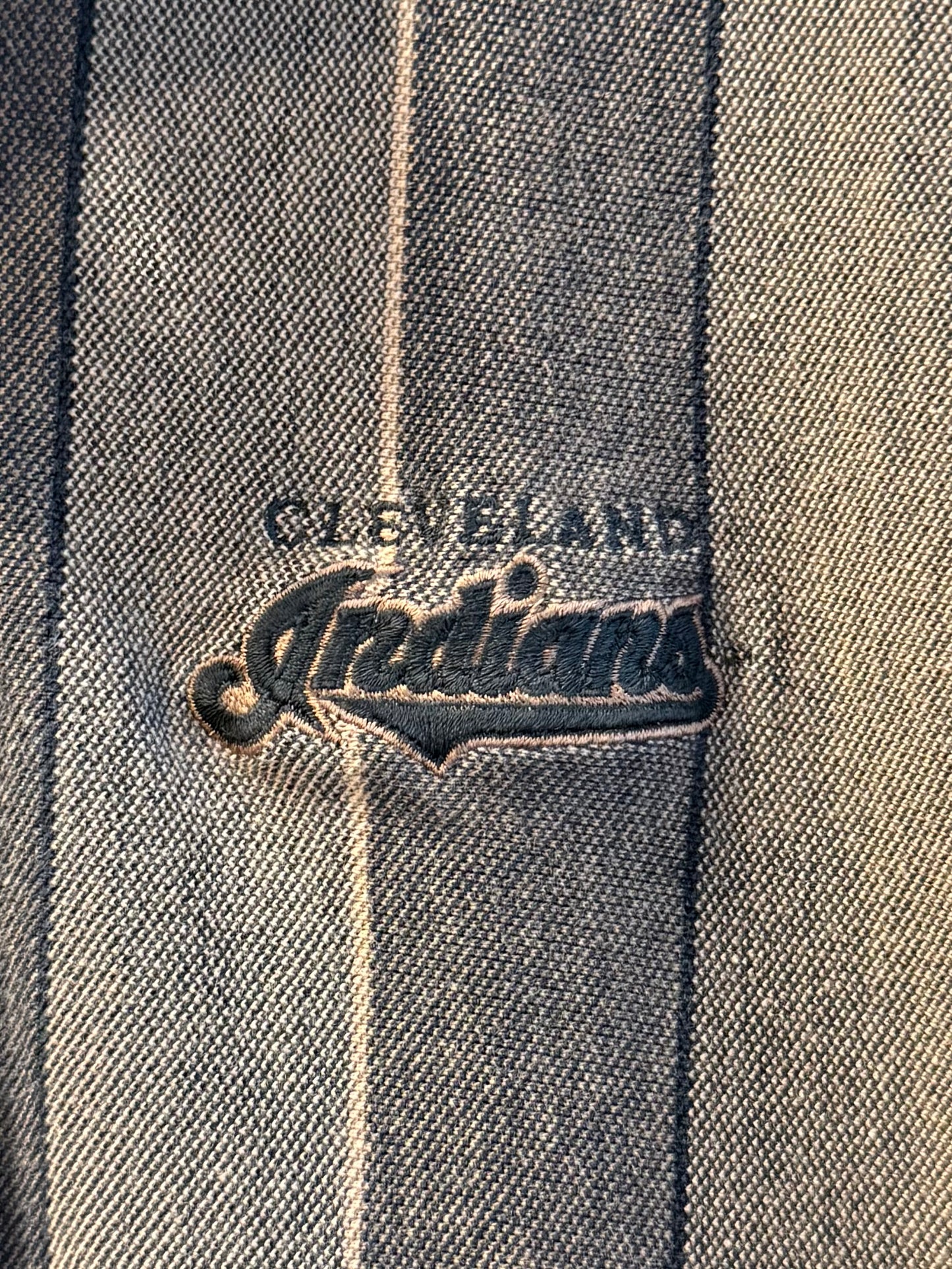 Vintage Cleveland Indians Brown Striped Polo Shirt- M