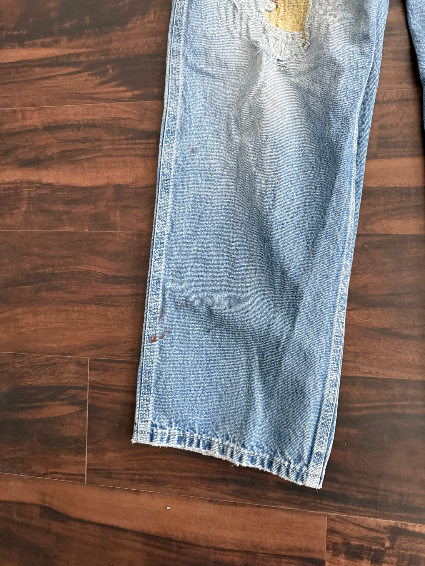 Vintage Carhartt Distressed Sashiko Repaired Light Wash Denim Jeans- 30x30