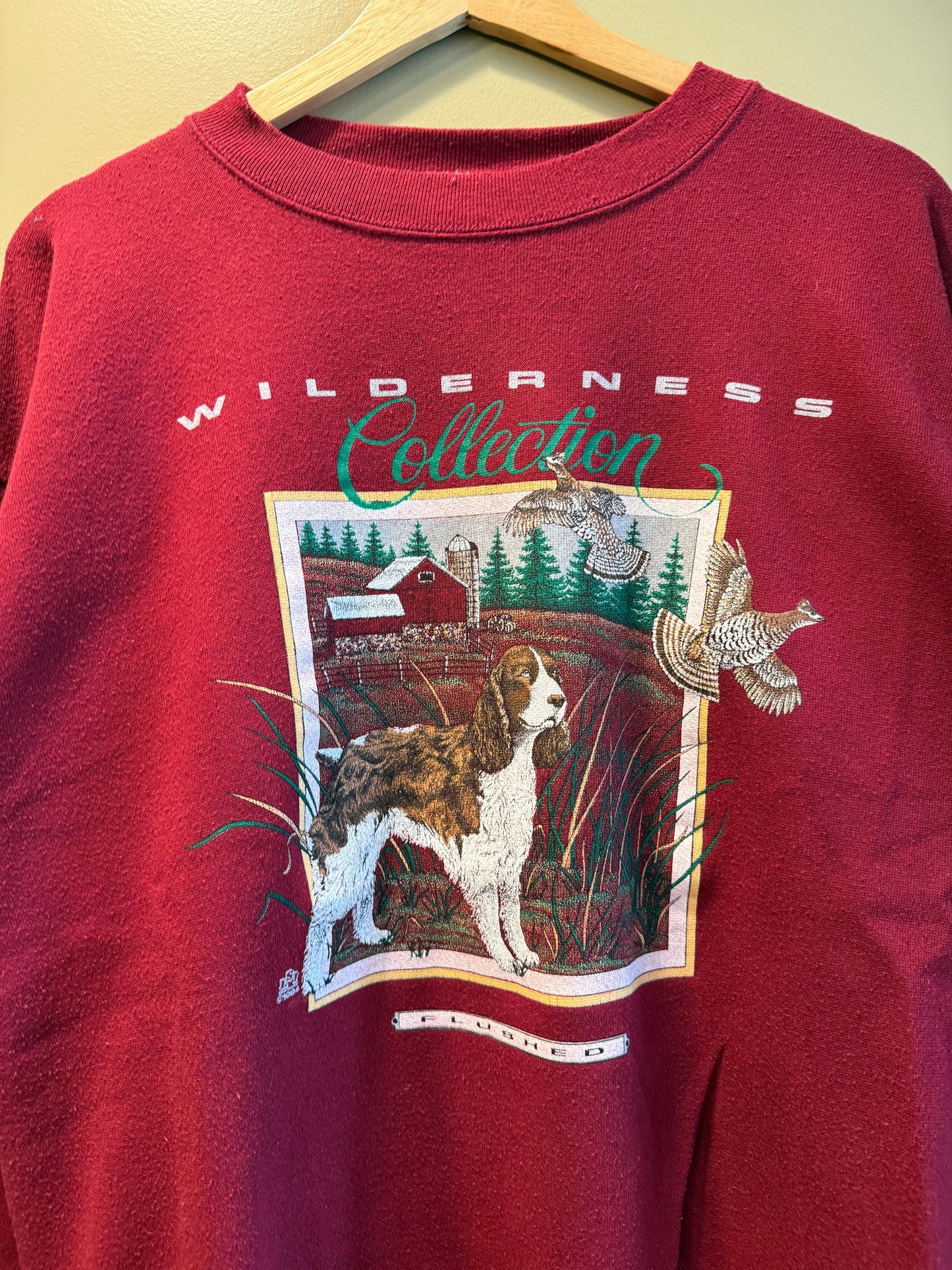 Vintage Wilderness Collection Dog Red Crewneck Sweatshirt- L