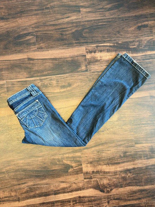 Vintage No Boundaries Dark Wash Low Rise Boot Cut Denim Jeans- 30x33