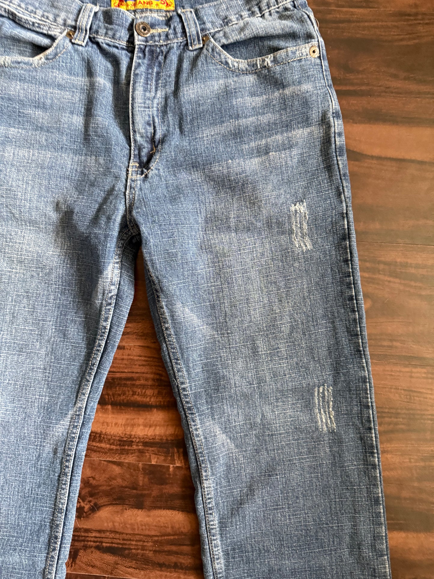 Vintage Y2K FUSAI Embroidered Light Wash Denim Jeans- 34x30