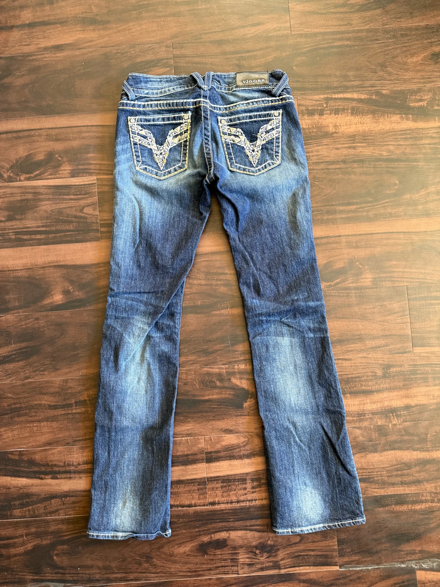Vintage Y2K Vigoss Dark Wash Low Rise Flared Denim Jeans- 30x34