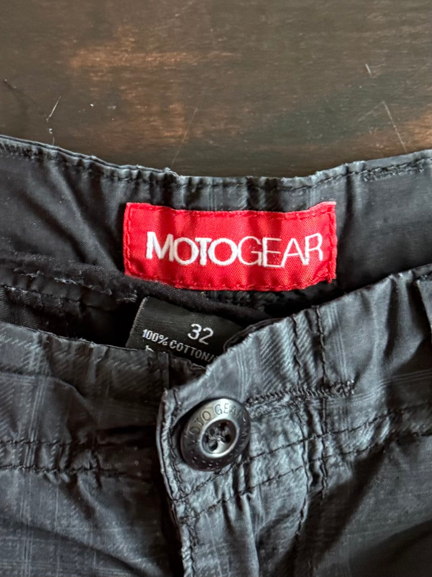 Vintage Motogear Black Checkered Cargo Shorts- 32