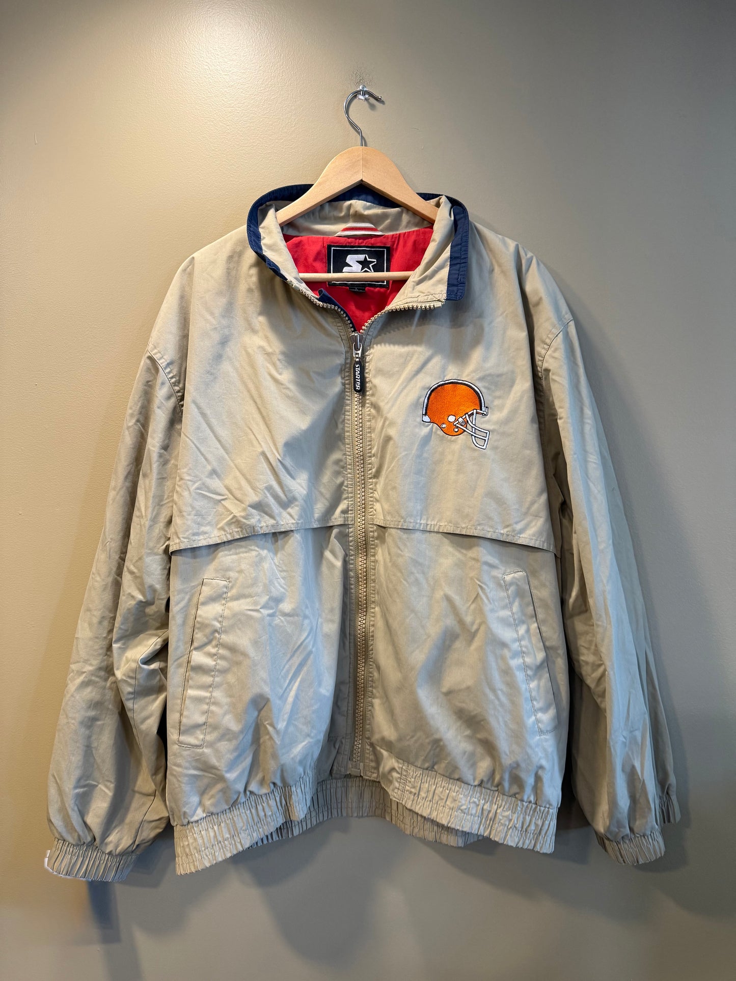 Vintage Cleveland Browns Starter Zip-Up Tan Windbreaker Jacket- L