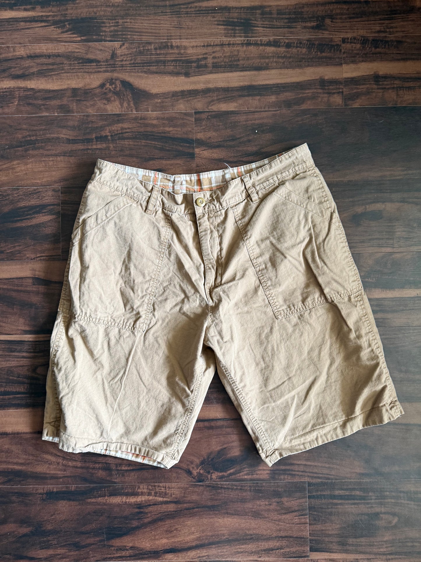 Vintage Reversible Orange & Brown Checkered Shorts- 36