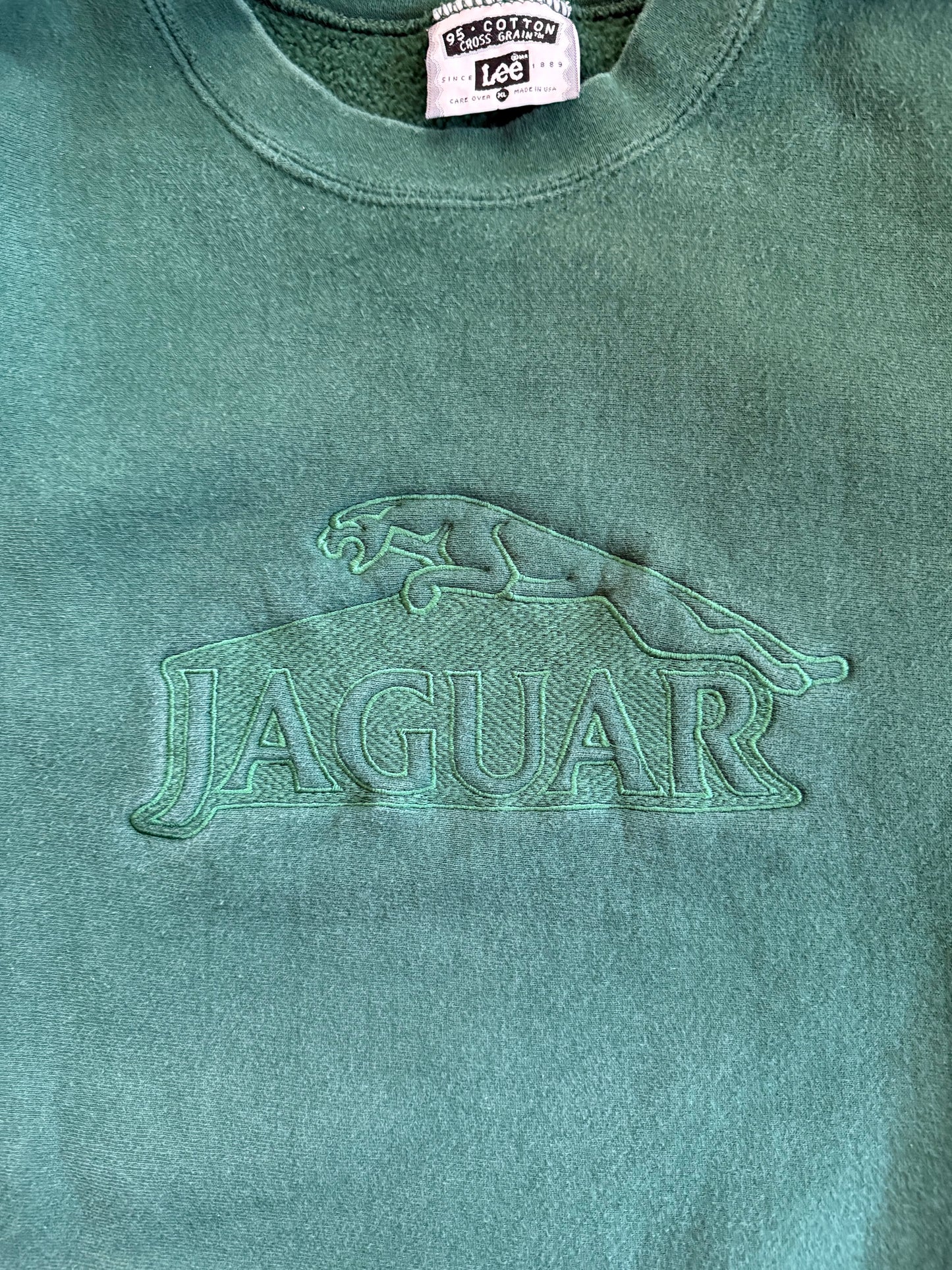 Vintage Jaguar Automobiles Green Embroidered Crewneck Sweatshirt- XL
