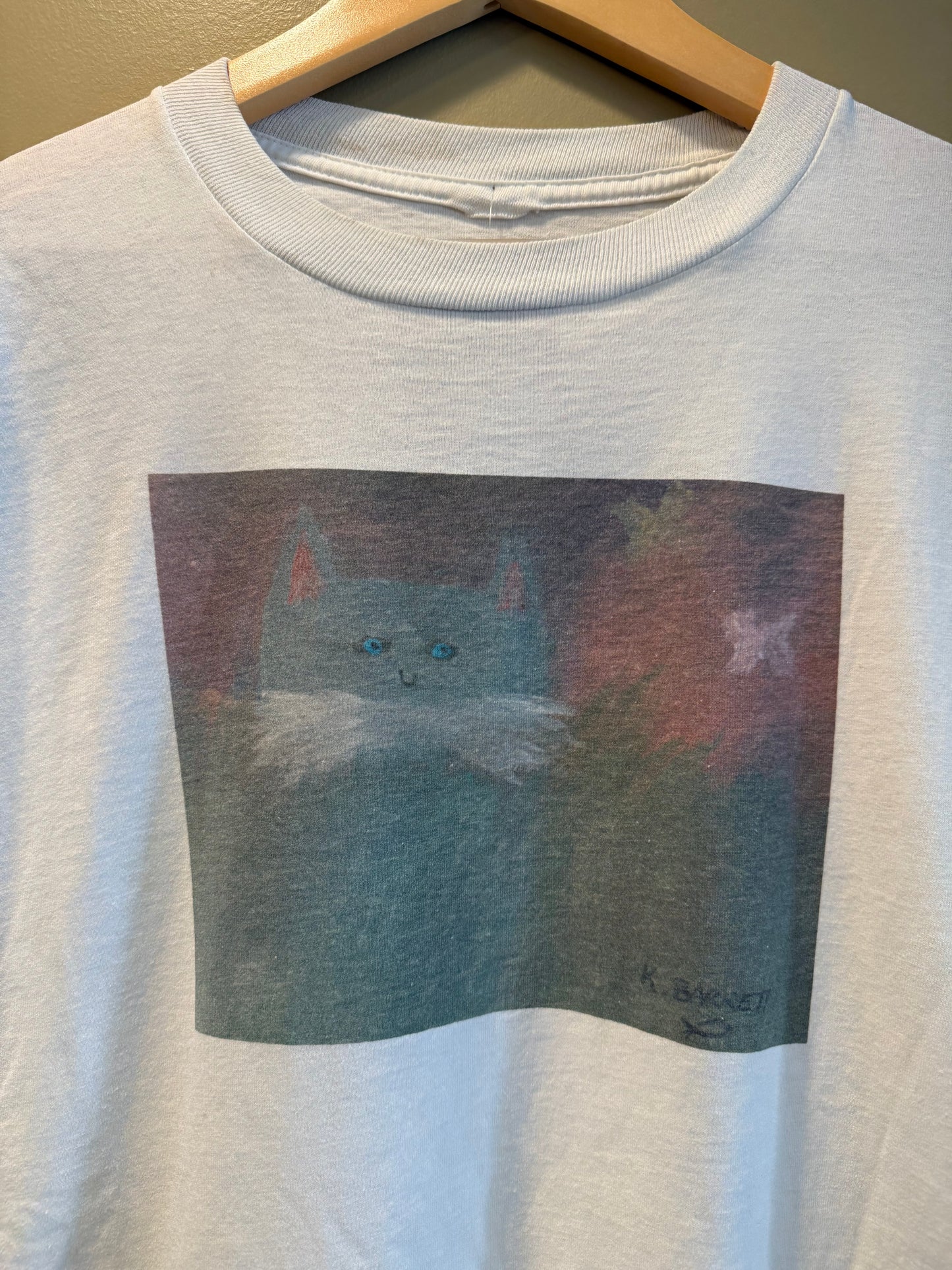 Vintage Cat Art T-Shirt- XL