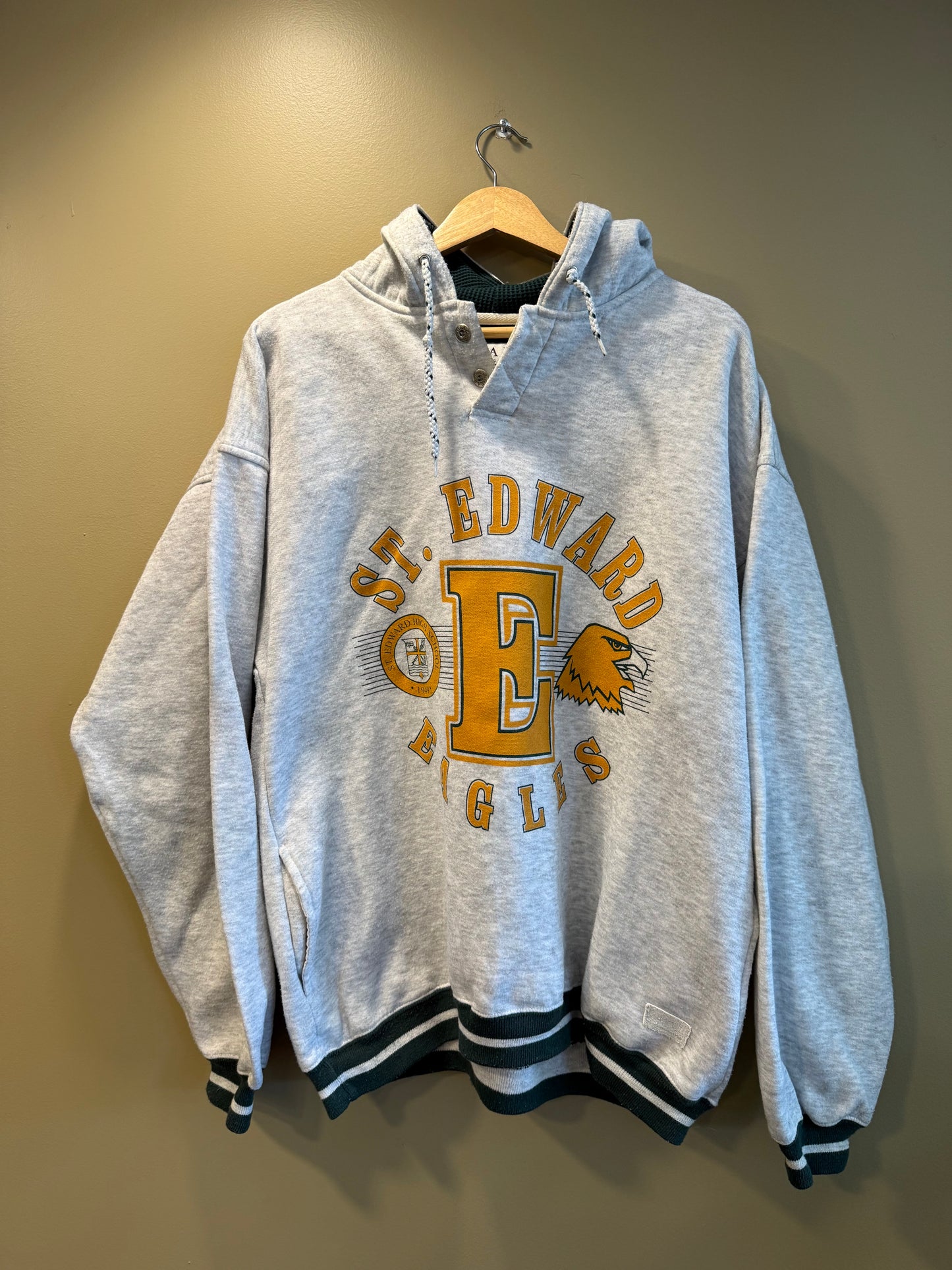 Vintage St Edward Eagles Hoodie Sweatshirt- L