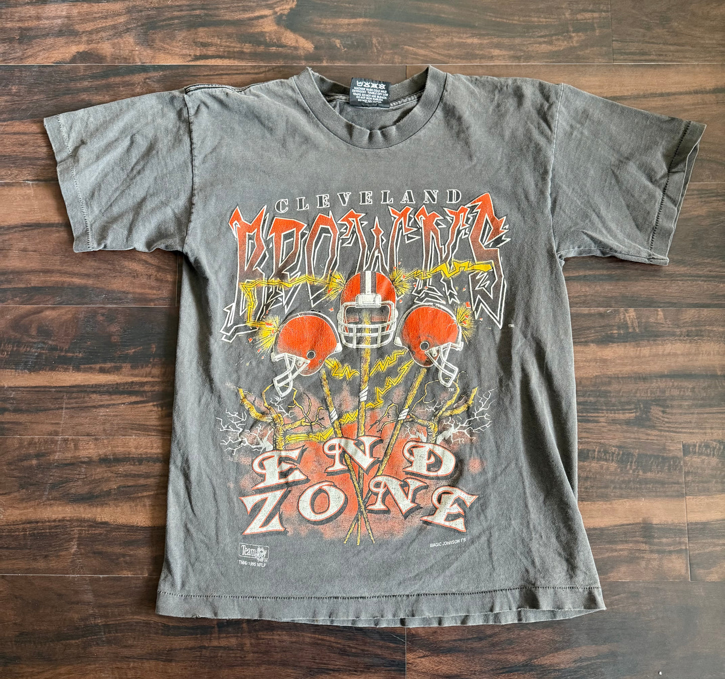 Vintage Cleveland Browns End Zone Magic Johnson Faded Black T-Shirt- S