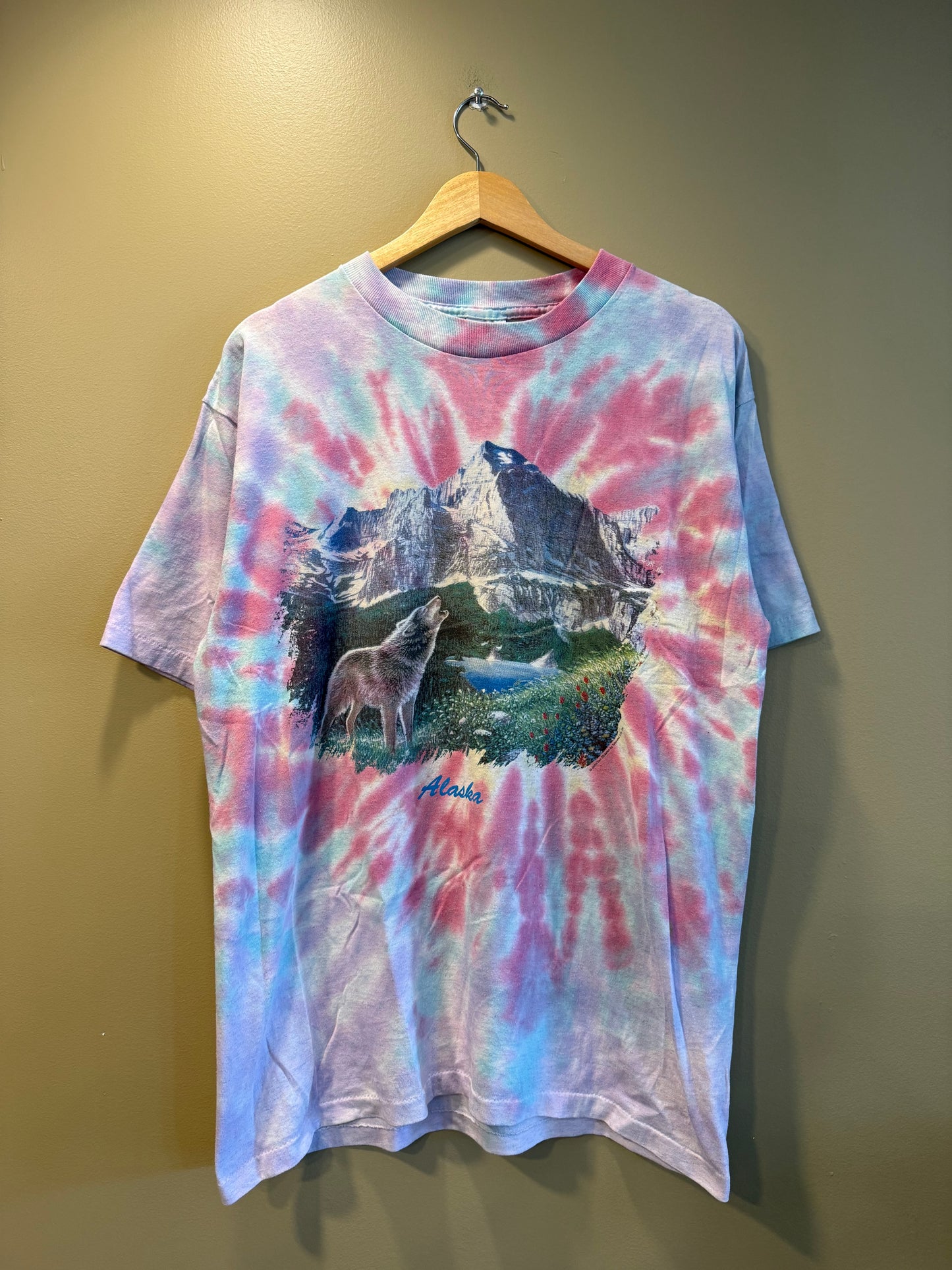 Vintage Wolf Alaska Tie Dye T-Shirt- L