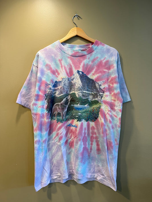 Vintage Wolf Alaska Tie Dye T-Shirt- L