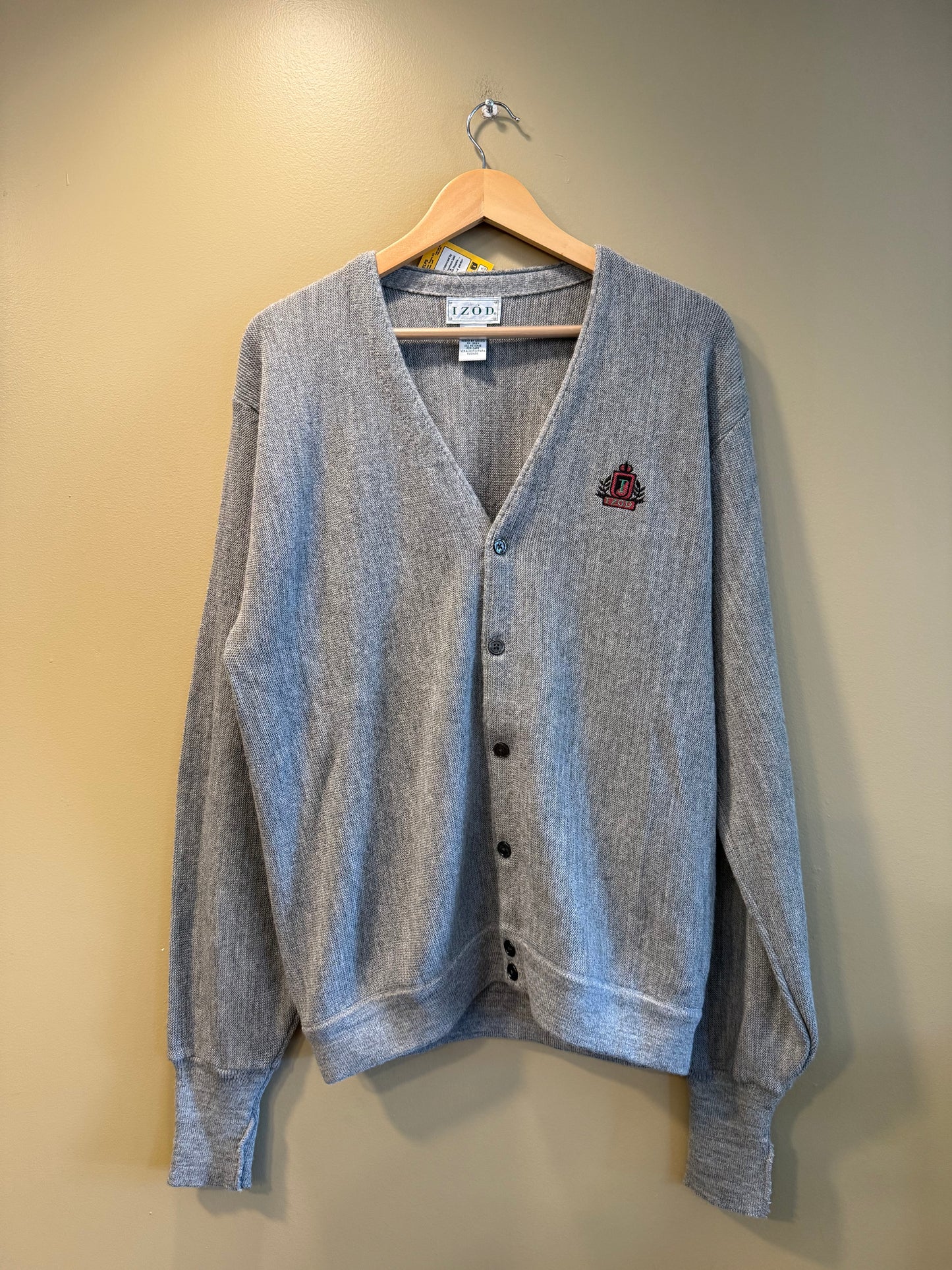 Vintage Izod Gray Cardigan Sweater- L