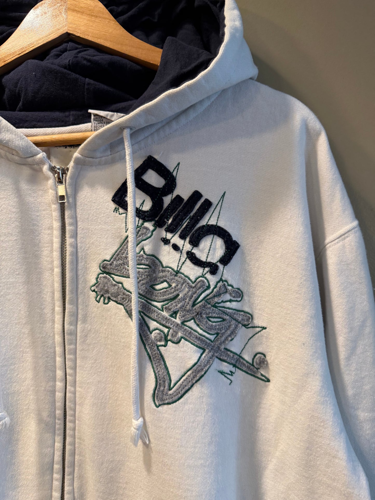 Vintage Billabong White Zip-Up Hoodie Sweatshirt- XL