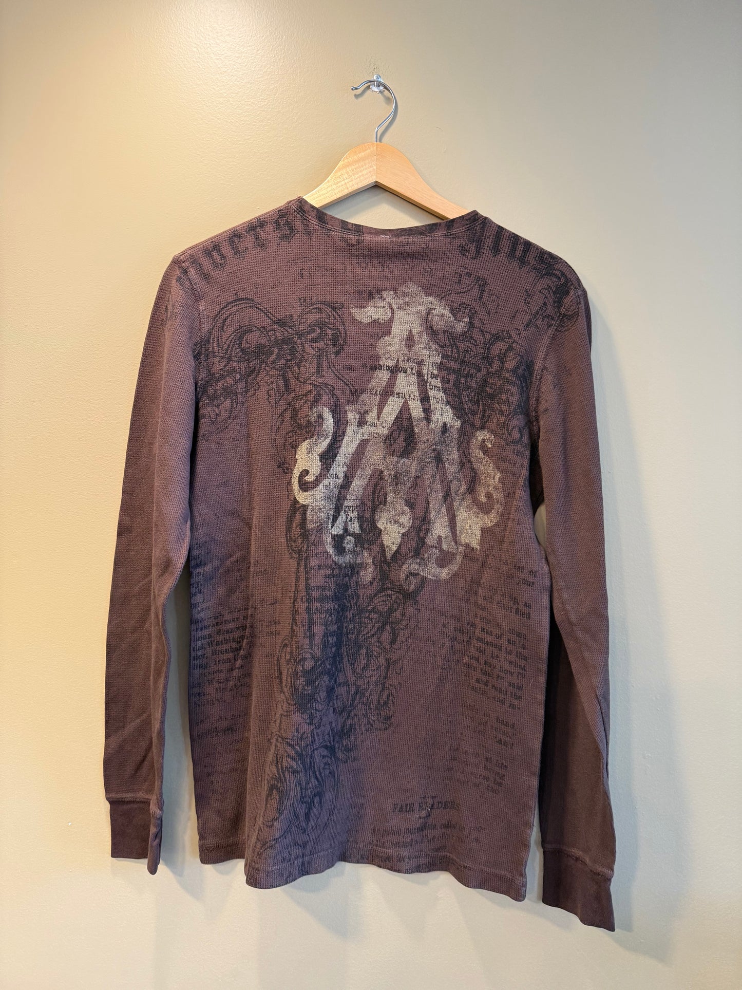 Vintage Y2K Archaic Brown Thermal Long Sleeve T-Shirt- S