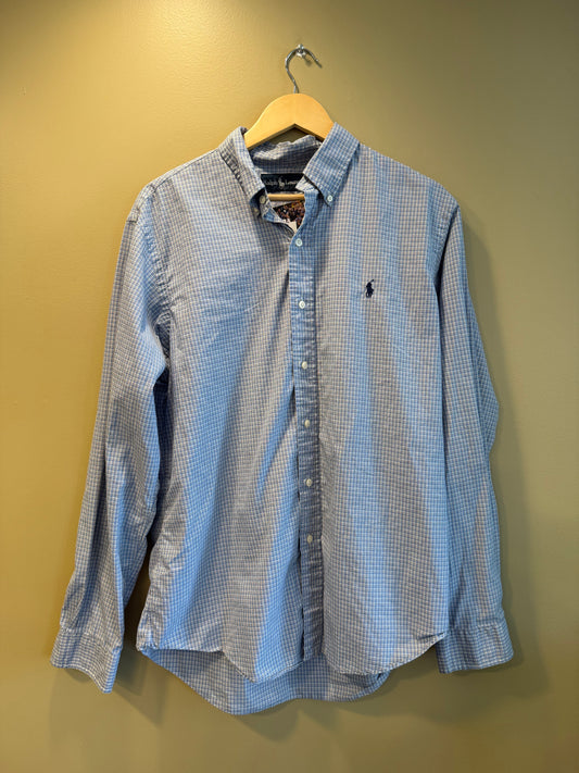 Vintage Polo Ralph Lauren Blue Checkered Button-Up Shirt- L