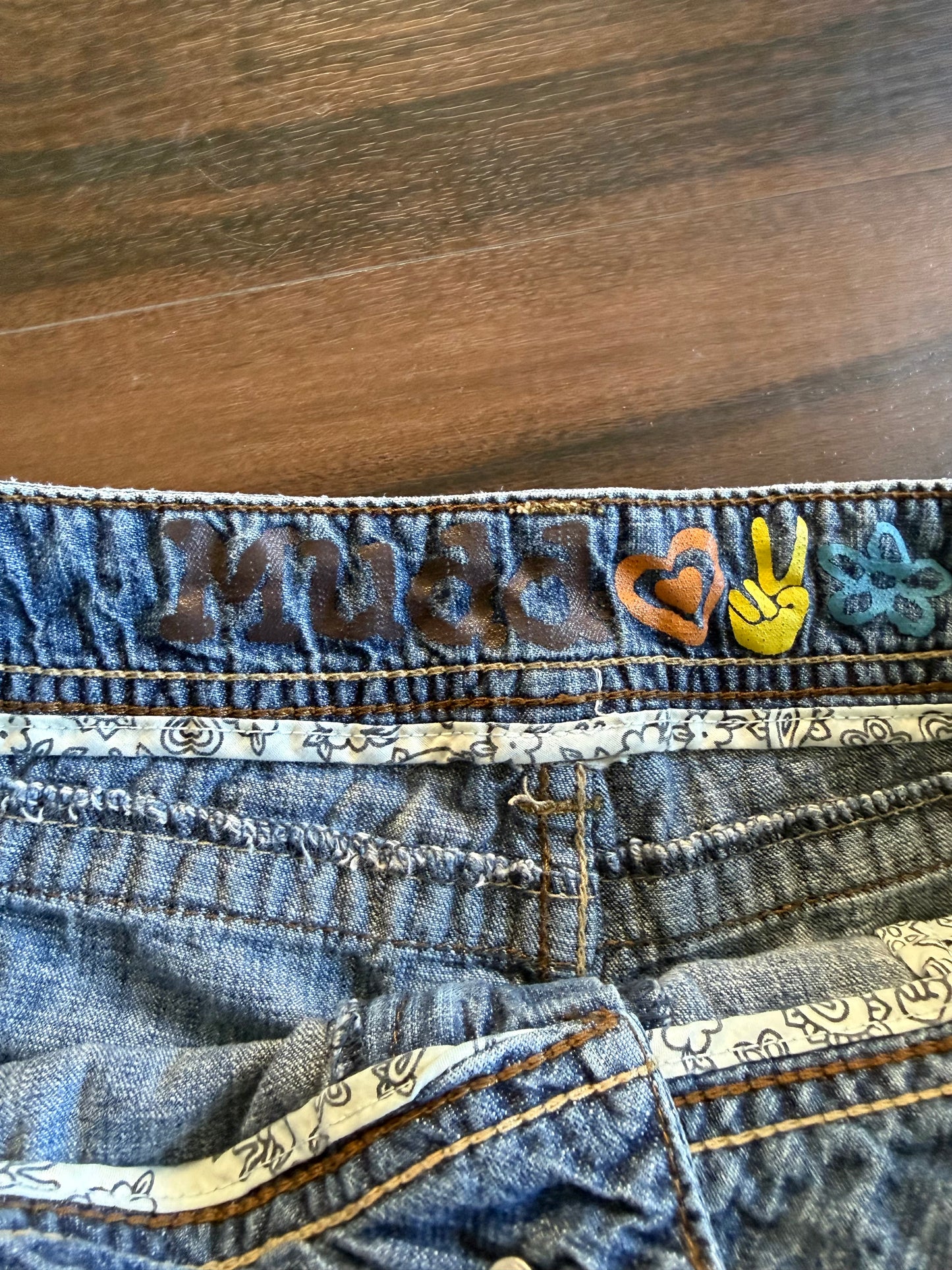 Vintage Y2K Mudd Jeans Light Wash Embroidered Denim Jean Shorts- 30