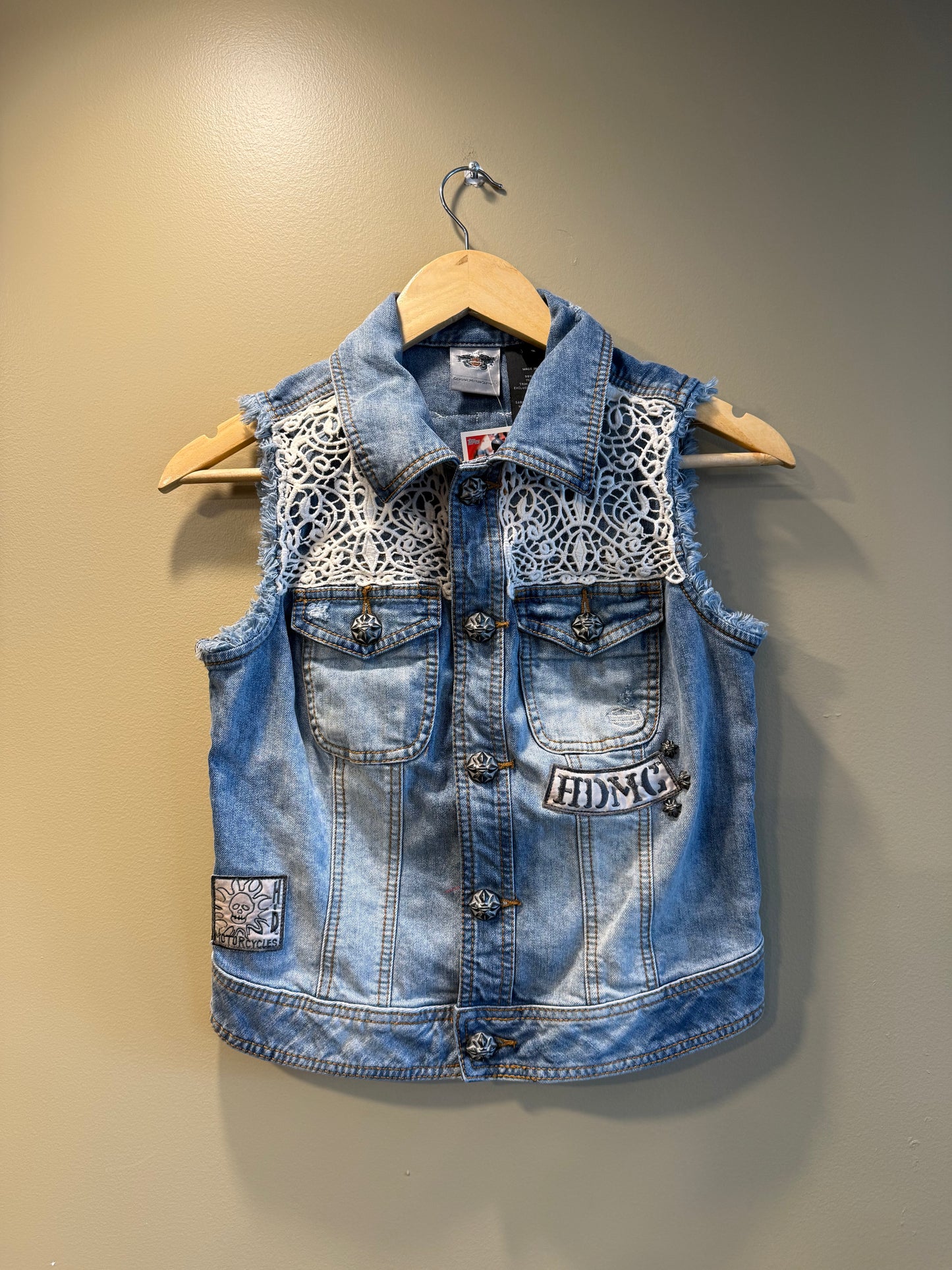 Vintage Harley Davidson Women’s Denim Biker Vest- S