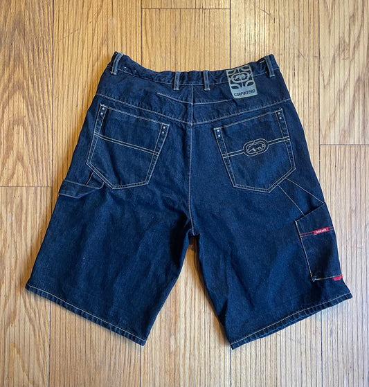 Vintage Ecko Unlimited Dark Wash Y2K Cargo Streetwear Jorts- 36