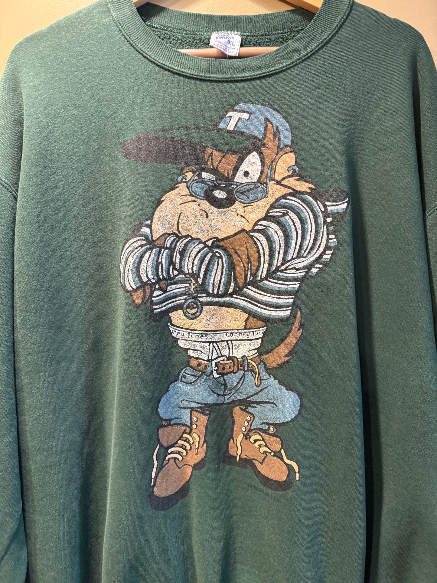 Vintage Looney Tunes Taz Streetwear Crewneck Sweatshirt- XL
