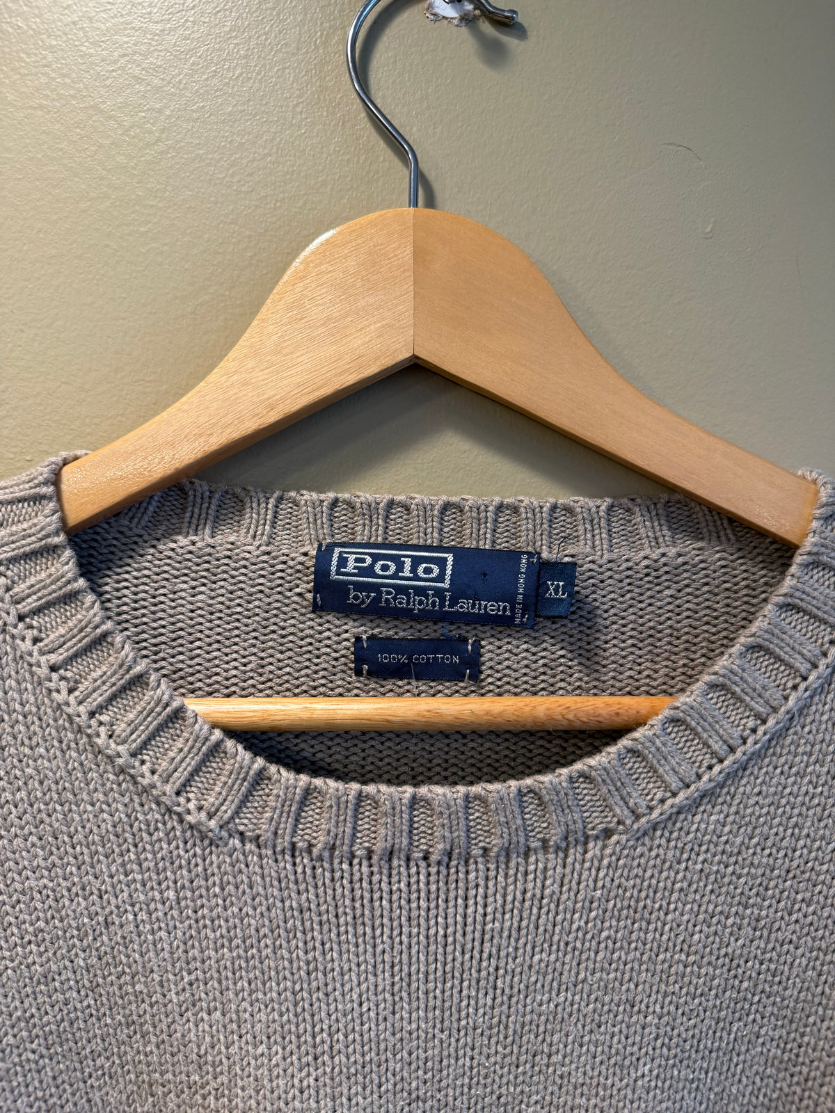 Vintage Polo Ralph Lauren Tan Cotton Knit Sweater- XL