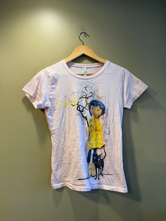 Vintage Coraline & Cat Pink Women’s T-Shirt- M