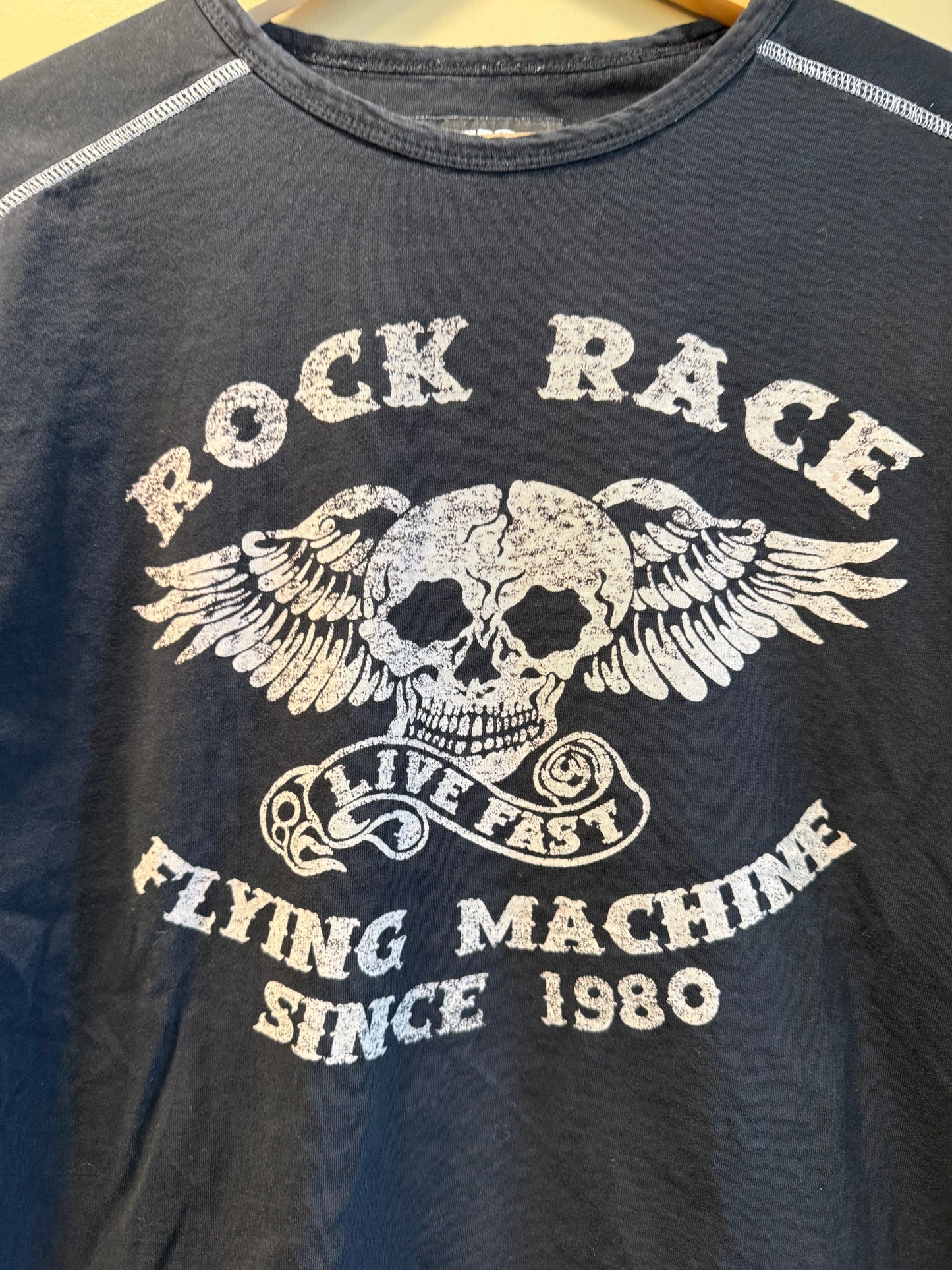 Vintage Y2K Rock Race Flying Machine Biker T-Shirt- M
