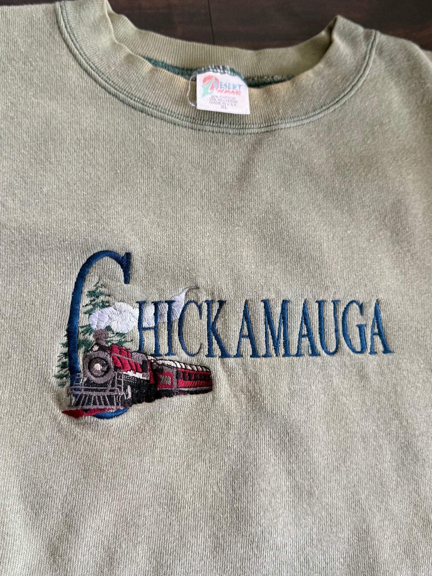Vintage Chickamauga Train Green Crewneck Sweatshirt- XL