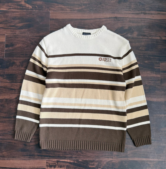 Vintage Y2K South Pole Brown Striped Sweater- M